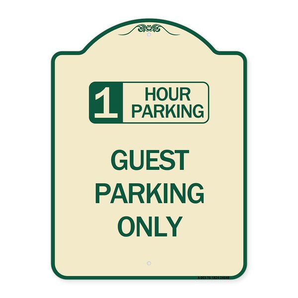 1 Hour Parking Guest Parking Only Heavy-Gauge Aluminum Architectural Sign, 24" x 18", TG-1824-24648